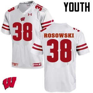 Youth Wisconsin Badgers NCAA #38 P.J. Rosowski White Authentic Under Armour Stitched College Football Jersey DJ31B74XO